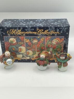 Lang Ornaments Millennium Collection Snowman Figurines Set of Three